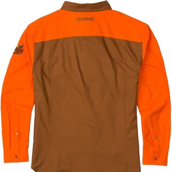 Browning Midweight Tan/Blaze Orange Mens Long Sleeve Shirt Hunting Shooting NEW - Picture 2 of 2